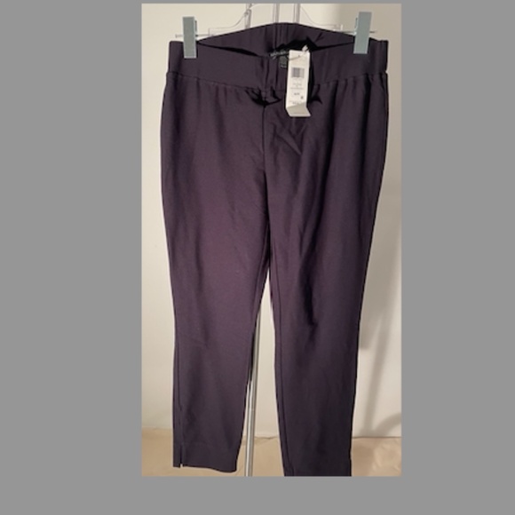 NWT Eileen Fisher Slim Cropped elastic waist Pant washable crepe in Ink XS - Picture 2 of 7